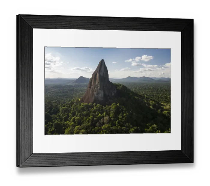 Framed Print : Bottle (Battle) Mountain, a granite outcrop in South Rupununi savanna, Guyana, South