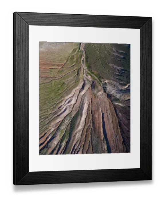 Framed Print : Aerial view of eroded landscape on Volcano Montana de Soo, Soo, Lanzarote Island, Canary Islands Framed Print : Aerial view of eroded landscape on Volcano Montana de Soo, Soo, Lanzarote Island, Canary Islands