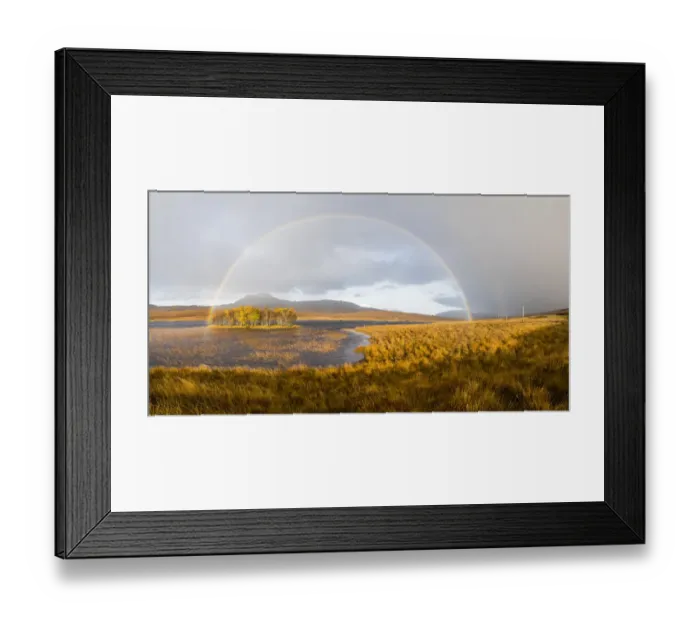 Framed Print : Double rainbow emmerging from rain shower over Loch Awe, Assynt, Scotland, UK, November 2016