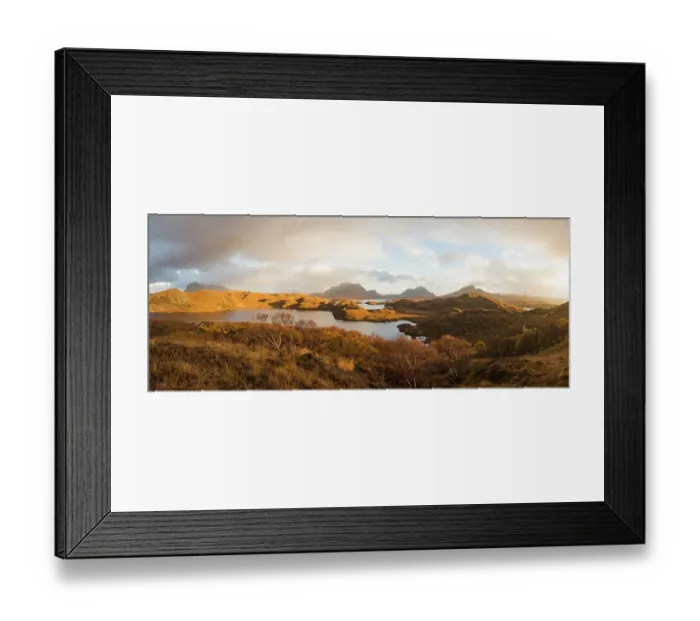 Framed Print : Mountains of Assynt and Loch Sionasgaig in the rain, Sutherland, Scotland, UK. November Framed Print : Mountains of Assynt and Loch Sionasgaig in the rain, Sutherland, Scotland, UK. November