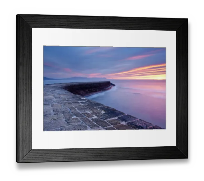 Framed Print : The Cobb, Lyme Regis, colourful sunrise, West Dorset, UK. England, January 2010 Framed Print : The Cobb, Lyme Regis, colourful sunrise, West Dorset, UK. England, January 2010