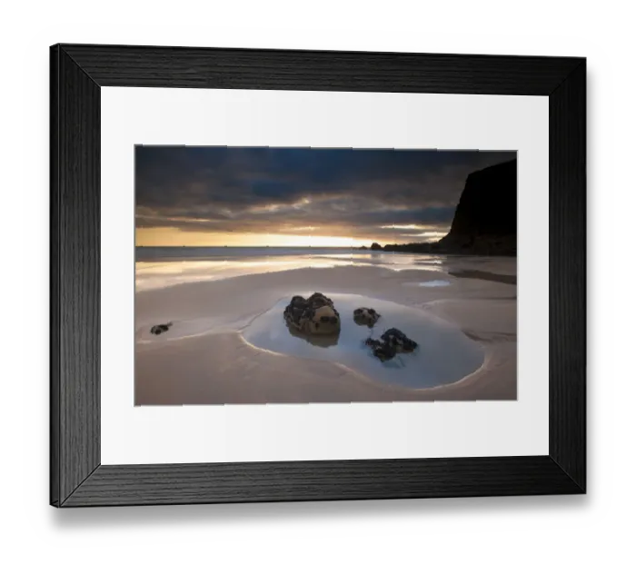 Framed Print : A tide pool on Duckpool beach in the evening light. North Cornwall, UK, August 2010 Framed Print : A tide pool on Duckpool beach in the evening light. North Cornwall, UK, August 2010
