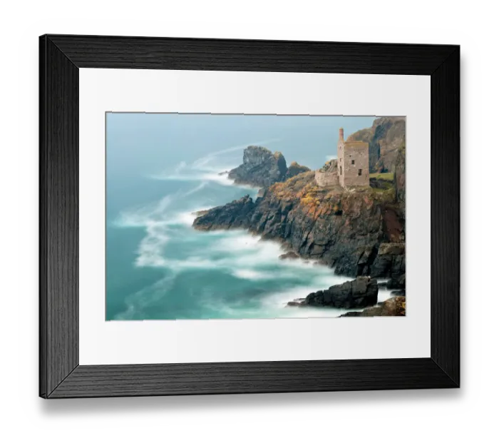Framed Print : Abandoned tin mineshafts above rugged coastal rocks. Botallack Head, near St Just Framed Print : Abandoned tin mineshafts above rugged coastal rocks. Botallack Head, near St Just