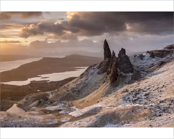 The Old Man of Storr, early morning light after a dusting of snow, Trotternish peninsula