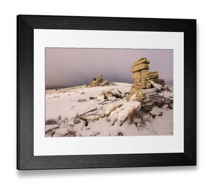 Framed Print : Great Staple Tor at dusk, Dartmoor National Park, Devon, England, UK, January