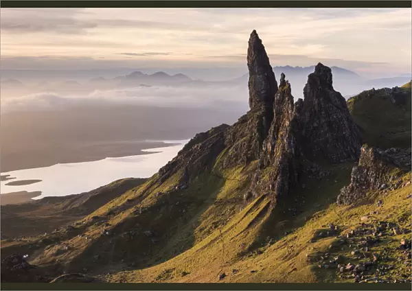 RF - The Old Man of Storr, situated on the Trotternish peninsula of the Isle of Skye, Scotland, UK
