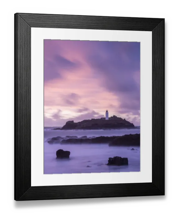 Framed Print : Godrevy Lighthouse at dusk, St. Ives Bay, West Cornwall, England, UK. February 2016 Framed Print : Godrevy Lighthouse at dusk, St. Ives Bay, West Cornwall, England, UK. February 2016