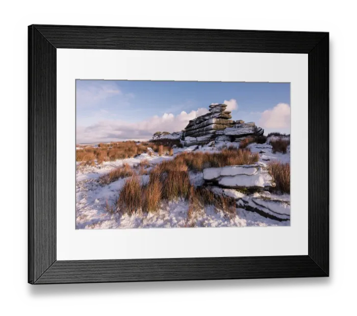 Framed Print : Great Mis Tor covered in snow, Dartmoor National Park, Devon, England, UK, January 2015 Framed Print : Great Mis Tor covered in snow, Dartmoor National Park, Devon, England, UK, January 2015