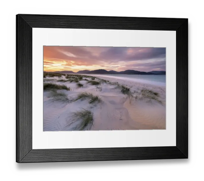 Framed Print : Luskentye beach at sunrise, mountains and incoming tide, Isle of Lewis and Harris, Outer Hebrides, Scotland, UK. October 2018 Framed Print : Luskentye beach at sunrise, mountains and incoming tide, Isle of Lewis and Harris, Outer Hebrides, Scotland, UK. October 2018