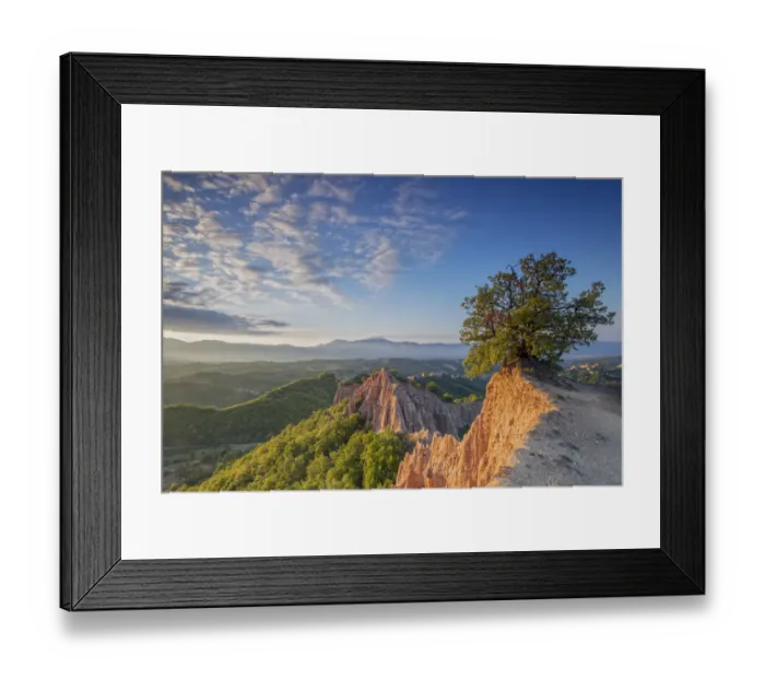 Framed Print : The Melnik Earth Pyramids, rock formations, known as hoodoos, situated at the foothills Framed Print : The Melnik Earth Pyramids, rock formations, known as hoodoos, situated at the foothills