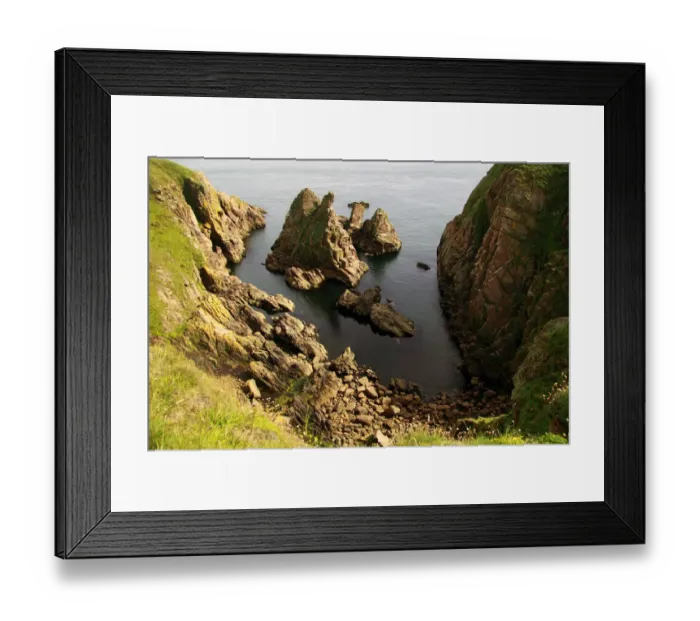 Framed Print : Looking down at eroded rocks off the coast of Buchan, Aberdeenshire, Scotland, August 2010 Framed Print : Looking down at eroded rocks off the coast of Buchan, Aberdeenshire, Scotland, August 2010