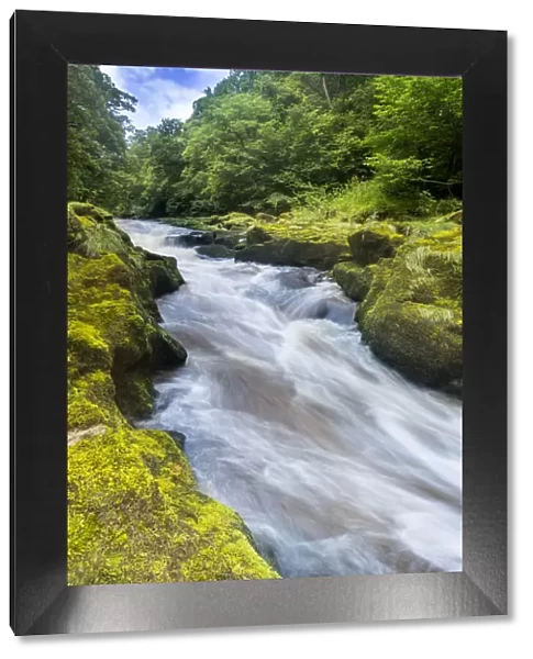 The Strid, River Wharfe, slow shutter speed showing movement of the water, Bolton Abbey Estate