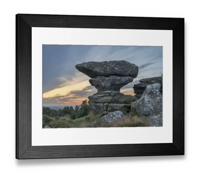 Framed Print : Sunset over Brimham Rocks, Yorkshire, England, UK, August Framed Print : Sunset over Brimham Rocks, Yorkshire, England, UK, August