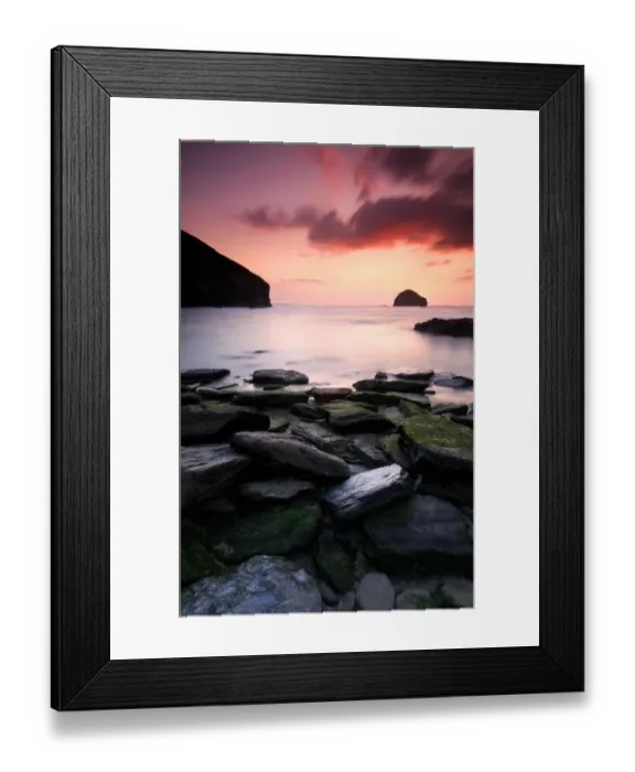 Framed Print : Trebarwith strand at sunset, Cornwall, UK. September 2008 Framed Print : Trebarwith strand at sunset, Cornwall, UK. September 2008