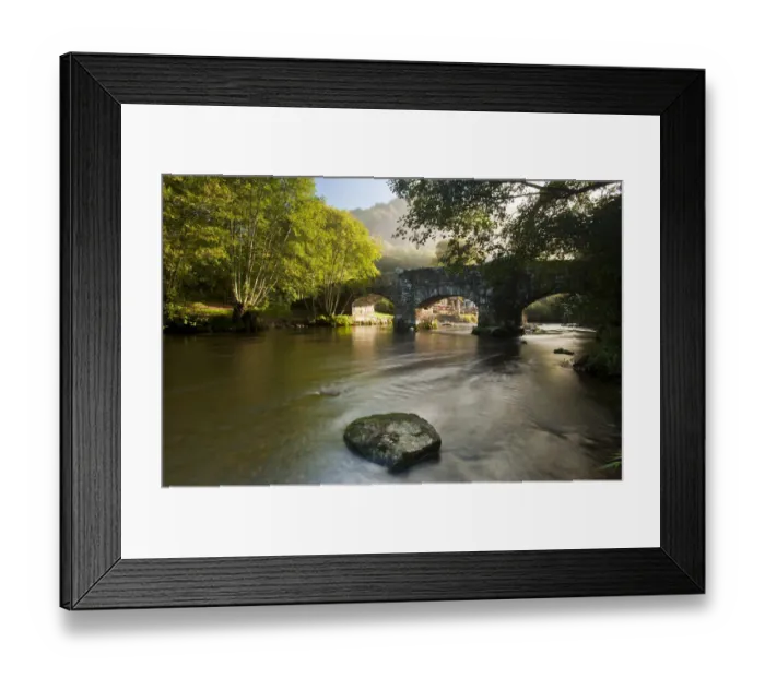 Framed Print : Fingle Bridge, a historic stone bridge possibly dating from the seventeenth century