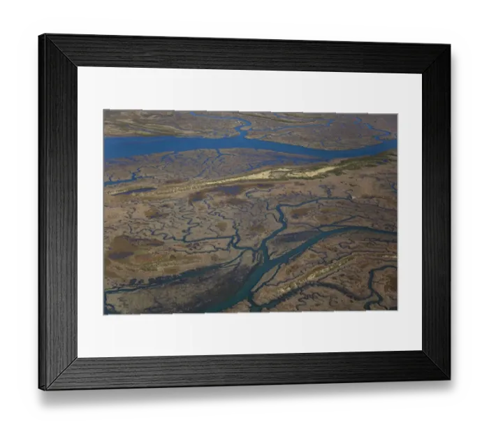 Framed Print : Aerial view of saltmarshes and Brancaster and Scolt Head Island, Norfolk, UK, September Framed Print : Aerial view of saltmarshes and Brancaster and Scolt Head Island, Norfolk, UK, September