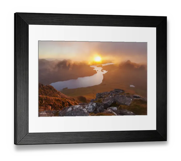 Framed Print : View from summit of Cul Beag overlooking Loch Lurgainn and Stac Pollaidh at sunset Framed Print : View from summit of Cul Beag overlooking Loch Lurgainn and Stac Pollaidh at sunset