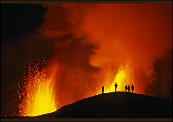 People watching the Fissure eruption of Chico volcano into 9km diameter caldera