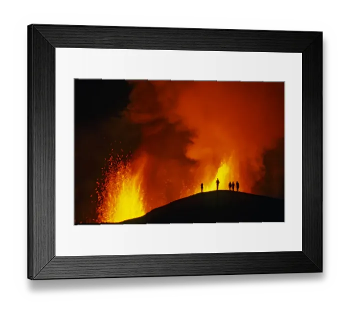 Framed Print : People watching the Fissure eruption of Chico volcano into 9km diameter caldera Framed Print : People watching the Fissure eruption of Chico volcano into 9km diameter caldera