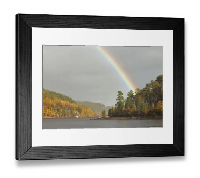 Framed Print : Rainbow over Loch Beinn a Mheadhoin, Glen Affric, Highland, Scotland, UK, October 2010 Framed Print : Rainbow over Loch Beinn a Mheadhoin, Glen Affric, Highland, Scotland, UK, October 2010