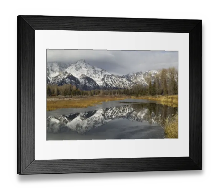 Framed Print : Grand Teton mountains reflected in lake, Grand Teton NP, Wyoming, USA, October 2009 Framed Print : Grand Teton mountains reflected in lake, Grand Teton NP, Wyoming, USA, October 2009