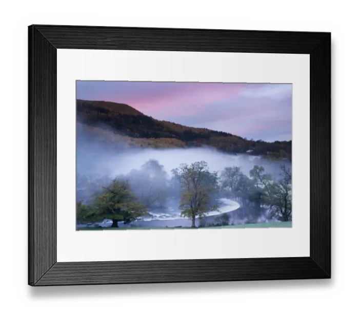 Framed Print : Autumn mist in Dee Valley (Dyffryn Dyfrdwy) at Horseshoe falls, near Llangollen, Denbighshire Framed Print : Autumn mist in Dee Valley (Dyffryn Dyfrdwy) at Horseshoe falls, near Llangollen, Denbighshire