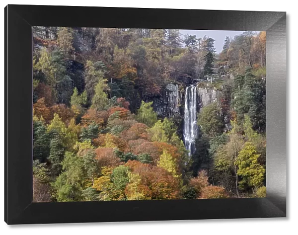 Pistyll Rhaeadr waterfall in autumn - highest in Wales near Llanrhaeadr-ym-Mochnant