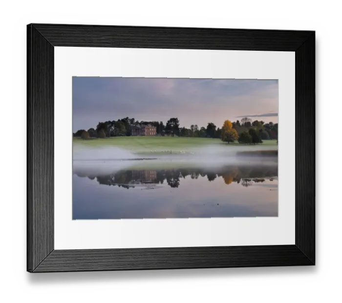 Framed Print : Berrington Hall reflected in lake at dawn, Herefordshire, England, UK, October 2015 Framed Print : Berrington Hall reflected in lake at dawn, Herefordshire, England, UK, October 2015