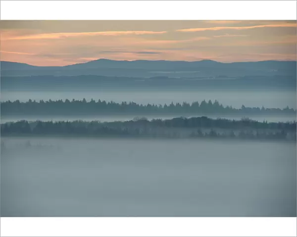 Morning mist over Vosges Mountain, France, October