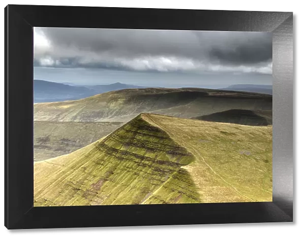 View towards Cribyn from Pen y Fan in the Brecon Beacons National Park, Wales, September