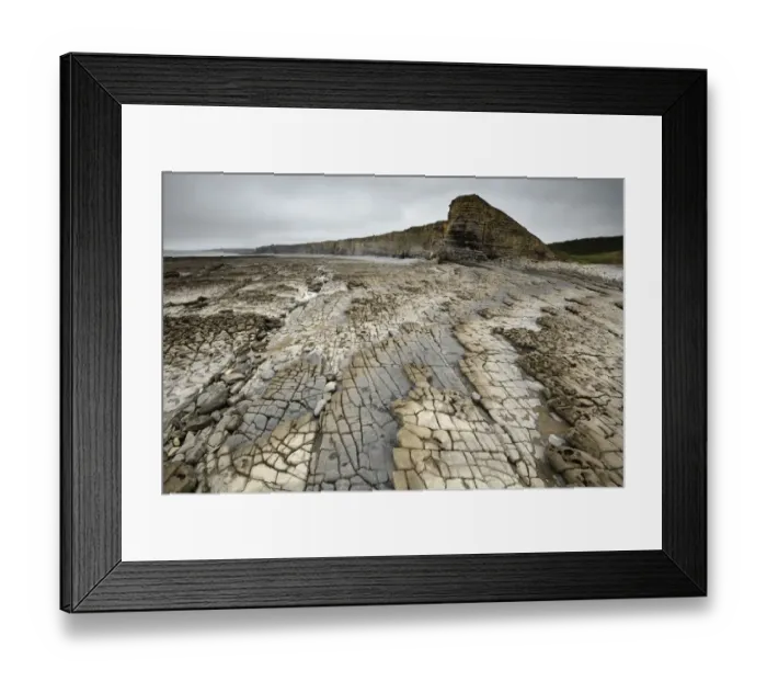 Framed Print : Bedding planes and joint network in Jurassic age Blue Lias limestone and shale exposed Framed Print : Bedding planes and joint network in Jurassic age Blue Lias limestone and shale exposed