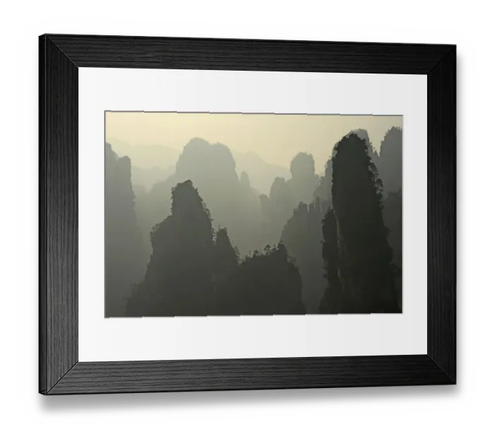 Framed Print : Quartz-sanstone pillars covered with Wulingyuan pine trees (Pinus spp) Framed Print : Quartz-sanstone pillars covered with Wulingyuan pine trees (Pinus spp)