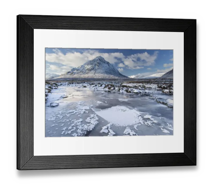 Framed Print : Buacaille Etive Mor and River Etive in winter, Rannoch Moor, Glencoe, Scotland, UK Framed Print : Buacaille Etive Mor and River Etive in winter, Rannoch Moor, Glencoe, Scotland, UK