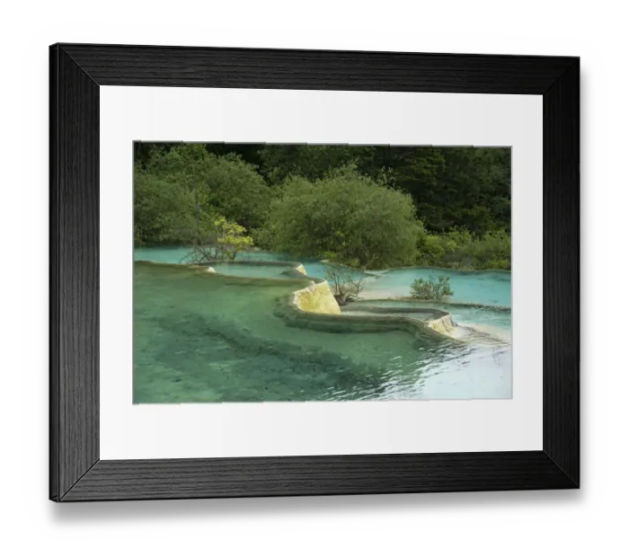 Framed Print : Travertine terrace, part of karst landscape, woodland in background Framed Print : Travertine terrace, part of karst landscape, woodland in background