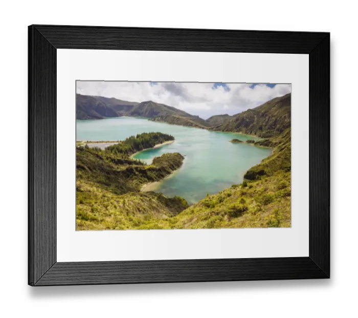 Framed Print : Fogo Lake and hills of surrounding crater. Sao Miguel Island, Azores, Portugal. 2019 Framed Print : Fogo Lake and hills of surrounding crater. Sao Miguel Island, Azores, Portugal. 2019