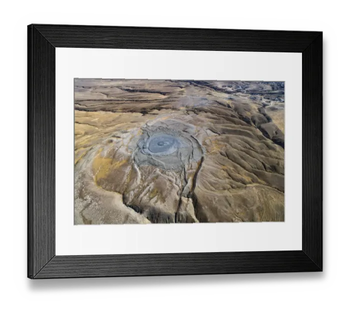 Framed Print : Aerial view of mud volcano, Azerbaijan Framed Print : Aerial view of mud volcano, Azerbaijan