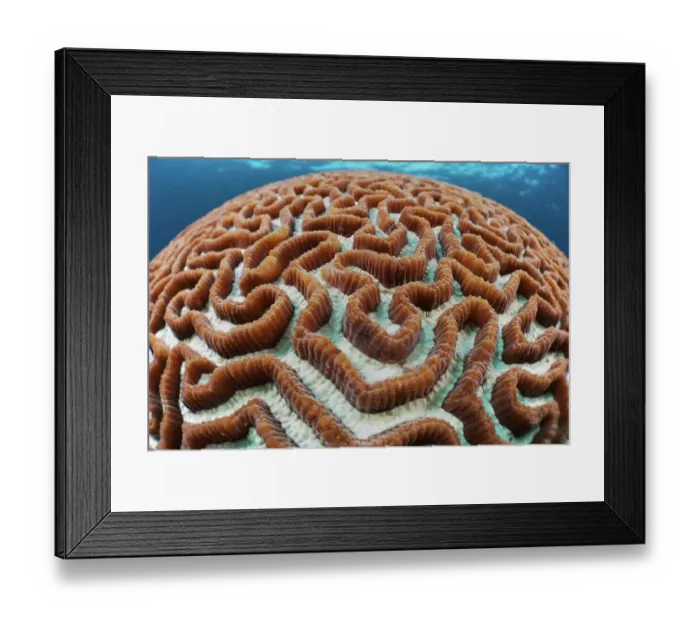 Framed Print : Hard coral (Platygyra) in shallow blue water, Ambon, Indonesia Framed Print : Hard coral (Platygyra) in shallow blue water, Ambon, Indonesia