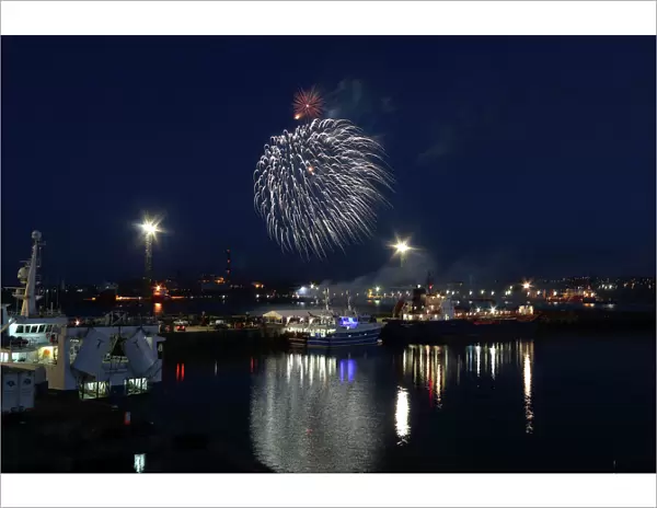 Fireworks at Peterhead harbour, Scotland, UK, July 2016