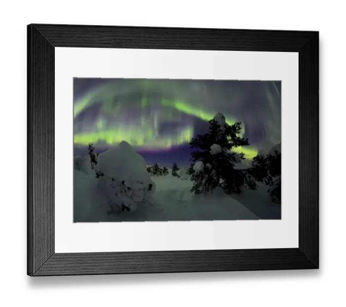 Framed Print : Riisitunturi in winter with Aurora Borealis, Kuusamo, Lapland, Finland. February Framed Print : Riisitunturi in winter with Aurora Borealis, Kuusamo, Lapland, Finland. February