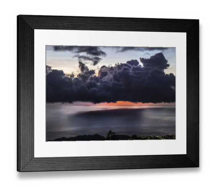 Framed Print : Dramatic sunset with storm clouds over Roseau, Caribbean sea view in Dominica, Lesser Antiles. September 2019 Framed Print : Dramatic sunset with storm clouds over Roseau, Caribbean sea view in Dominica, Lesser Antiles. September 2019