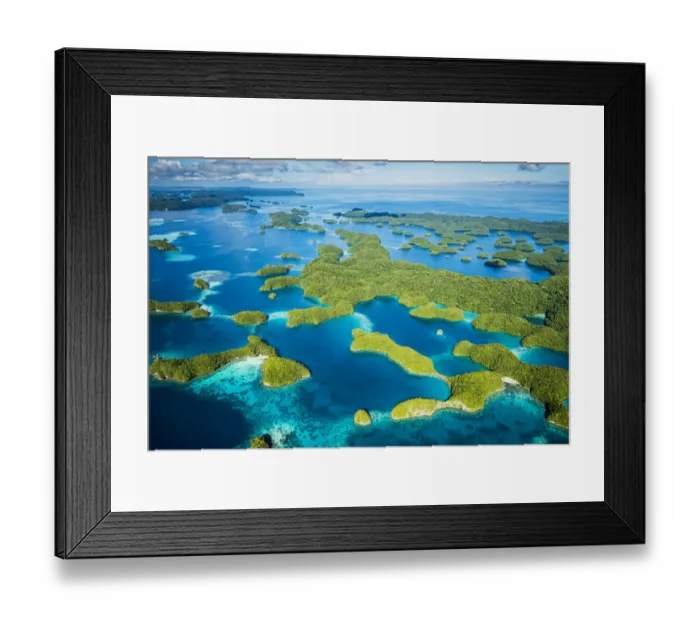Framed Print : Aerial view of the rock islands, Palau Framed Print : Aerial view of the rock islands, Palau