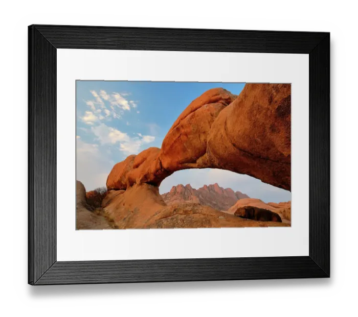 Framed Print : Rock arch in Spitzkoppe mountains, Namib Desert, Namibia, October Framed Print : Rock arch in Spitzkoppe mountains, Namib Desert, Namibia, October