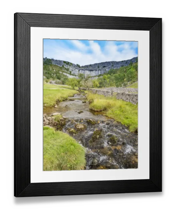 Framed Print : River at base of limestone pavement. Malham Cove, Yorkshire Dales National Park, England Framed Print : River at base of limestone pavement. Malham Cove, Yorkshire Dales National Park, England