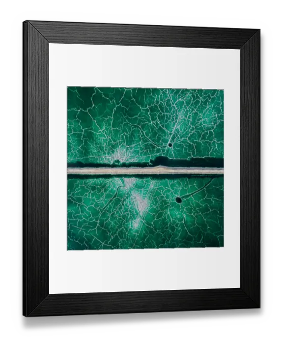 Framed Print : Service road crossing an abandoned pond used for the disposal Framed Print : Service road crossing an abandoned pond used for the disposal