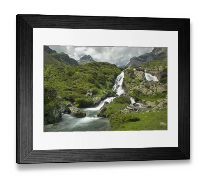Framed Print : Long exposure of waterfalls along the Cirque de Troumouse road, Pyrenees National Park Framed Print : Long exposure of waterfalls along the Cirque de Troumouse road, Pyrenees National Park