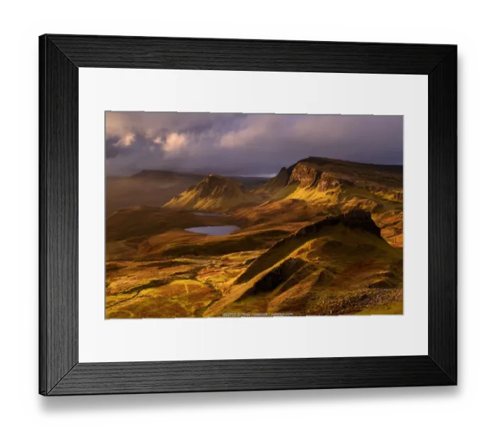 Framed Print : The Quiraing in golden morning light, eastern face of Meall na Suiramach Framed Print : The Quiraing in golden morning light, eastern face of Meall na Suiramach