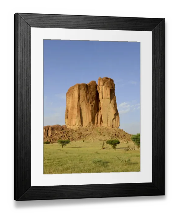 Framed Print : Eroded sandstone rock formation standing out in plateau in the Sahara desert Framed Print : Eroded sandstone rock formation standing out in plateau in the Sahara desert