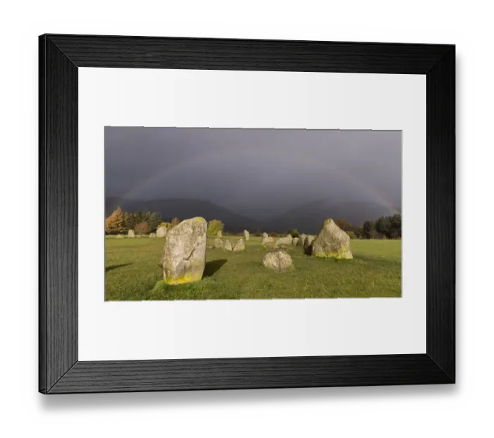 Framed Print : Rainbow and dark skies above Castlerigg Stone Circle, Lake District National Park Framed Print : Rainbow and dark skies above Castlerigg Stone Circle, Lake District National Park