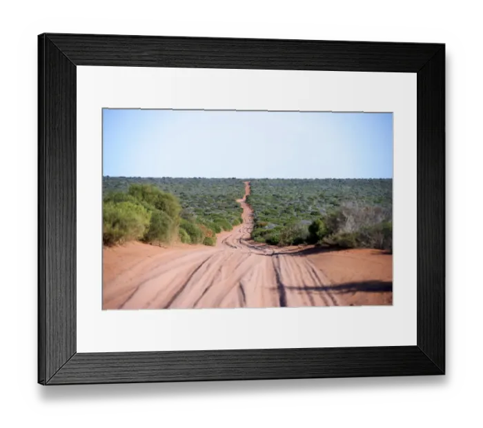 Framed Print : Dirt road through shrubland. Francois Peron National Park, Shark Bay, Western Australia Framed Print : Dirt road through shrubland. Francois Peron National Park, Shark Bay, Western Australia
