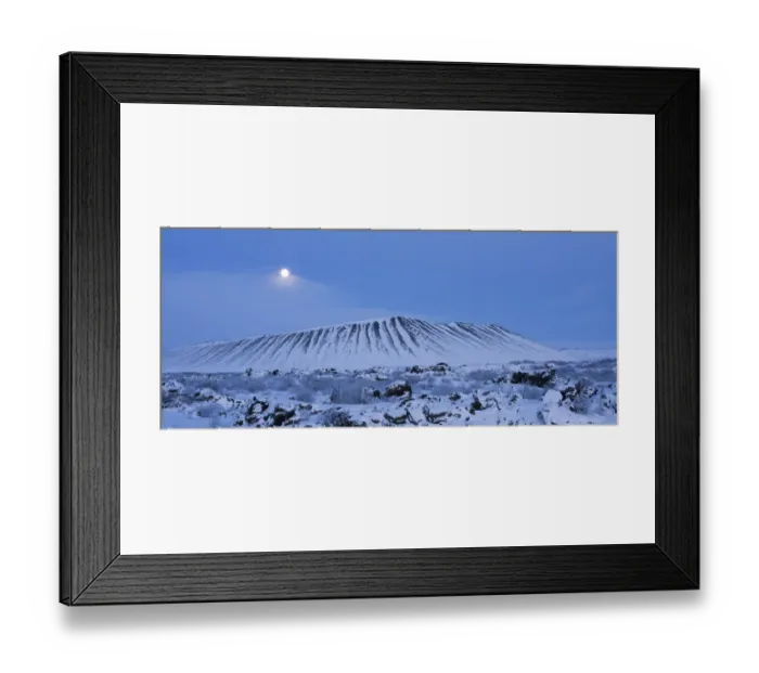 Framed Print : Hverfjall at moonrise, Myvatn, Iceland, January Framed Print : Hverfjall at moonrise, Myvatn, Iceland, January